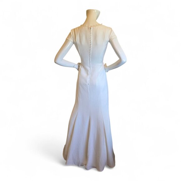 JS COLLECTION Royalty Inspired Cowlneck Wedding Gown sz 8 - Picture 11 of 14